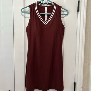 Sleeveless Burgundy Tennis Dress with V-Neck and built in bra.